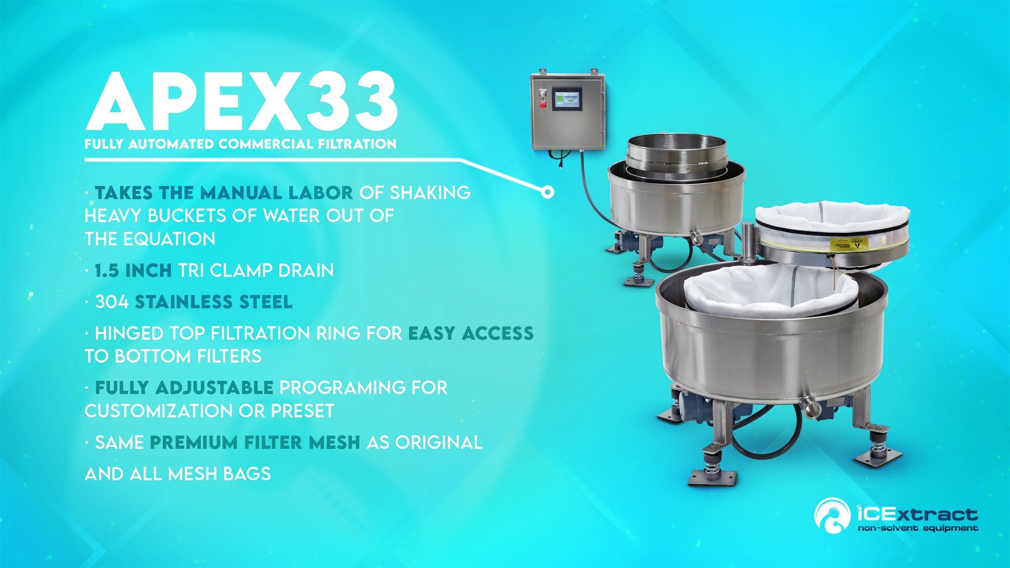 Explore the ICExtract APEX33 commercial filtration system